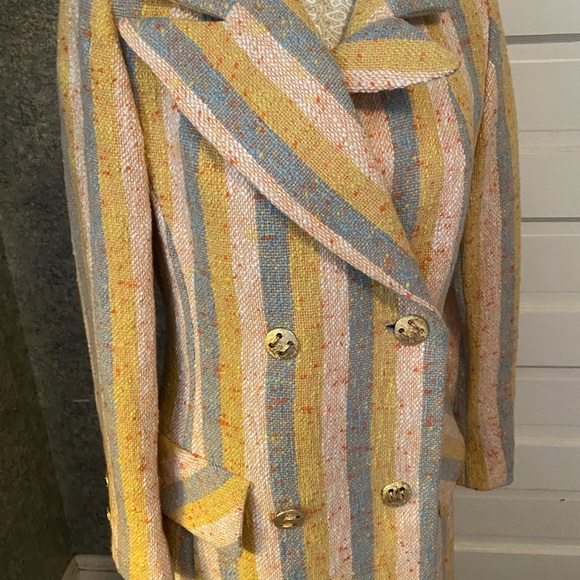 Vintage 60’s Golet striped tweed long coat great condition size small groovy - Picture 2 of 8